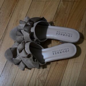 Journee Collection Taupe Ruffle low heel